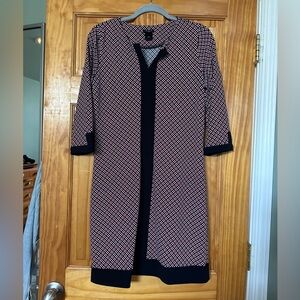 Ann Taylor polyester pink and navy print dress. Size medium petit